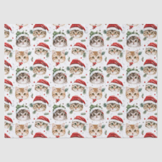 Seda Papel Tecido de Gato de Natal