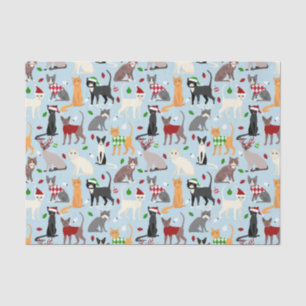 Seda Papel Tecido de Gatos de Natal