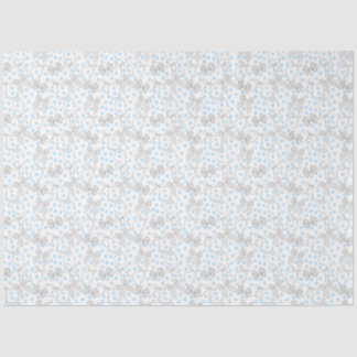 Seda Papel Tecido de Laços Cinzas e Pontos Azuis