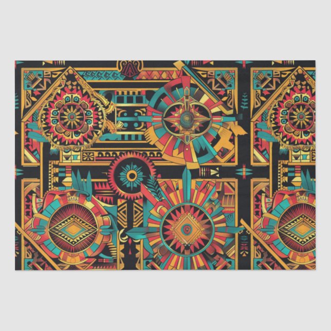 Seda Papel Tecido de Moldagem "Aztec Dream" - Beige Tri (Frente )