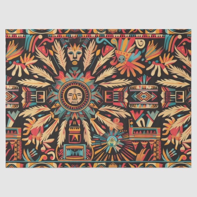Seda Papel Tecido de Moldagem "Aztec Dream" Ciano Vibra (Frente )