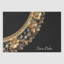 Papel Tecido de Moldura Dourada Ornamentada