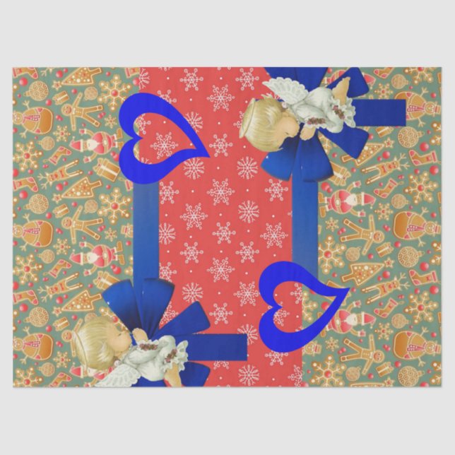 Seda Papel Tecido de Natal Ângulos de Bebê (Frente )