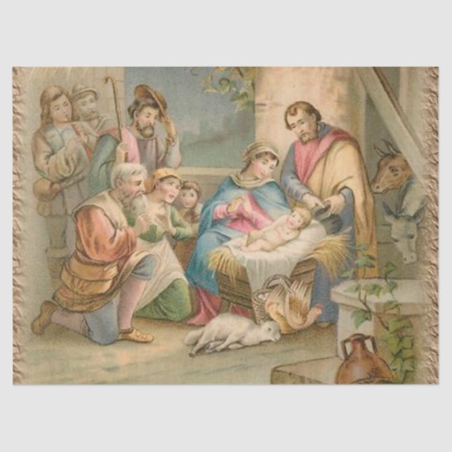 Seda Papel Tecido de Natal, Cristo de Jesus (Frente )