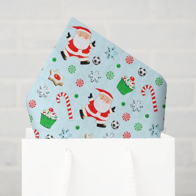 Seda Papel Tecido de Natal de Futebol (Sacola de presentes)