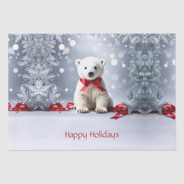 Seda Papel Tecido de Natal de Urso Polar para Férias (Frente )