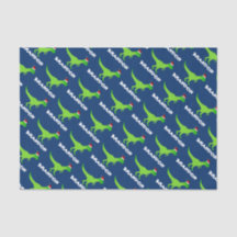 Papel Tecido de Natal para Crianças com dinossauro