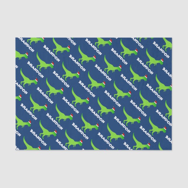 Seda Papel Tecido de Natal para Crianças com dinossauro (Frente )