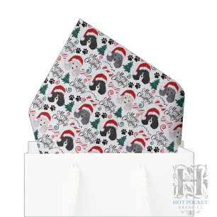 Seda Papel Tecido de Natal Parti Poodle