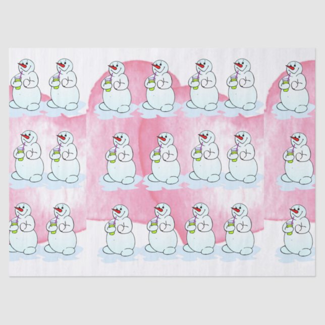 Seda Papel Tecido de Natal Rosa, Neve (Frente )