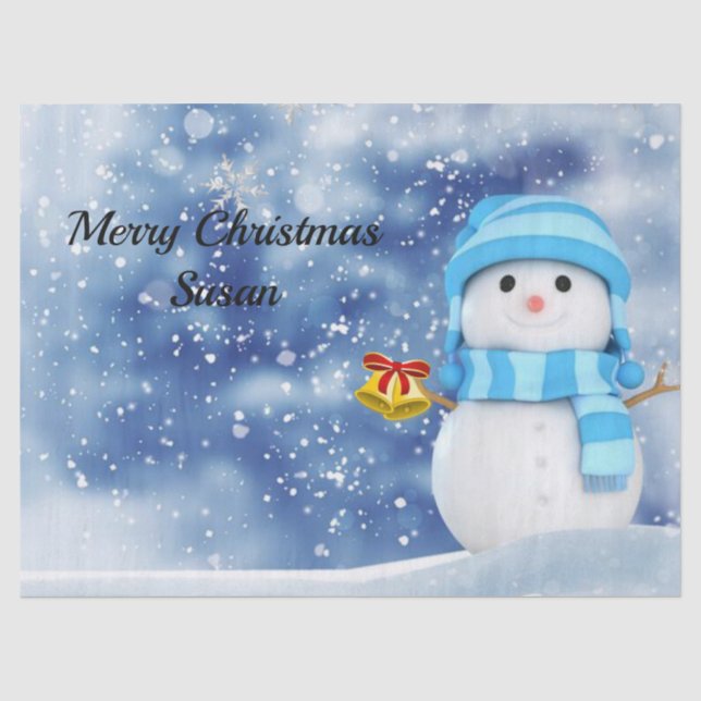 Seda Papel Tecido de Natal, Snowman (Frente )
