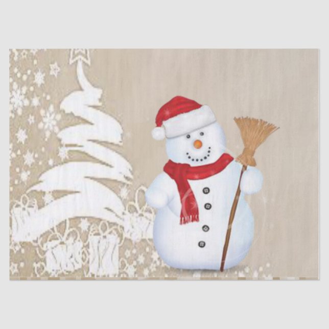 Seda Papel Tecido de Natal, Snowman (Frente )