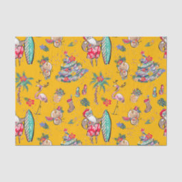 Seda Papel Tecido de Natal sobre Férias Tropicais