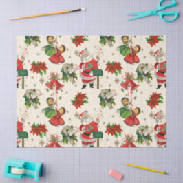 Seda Papel Tecido de Natal Tesouros Retro