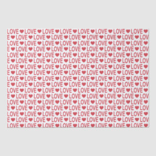 Seda Papel Tecido de Padrão de Amor Vermelho