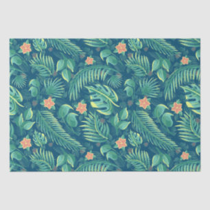 Seda Papel Tecido de Padrão de Folhagem Tropical
