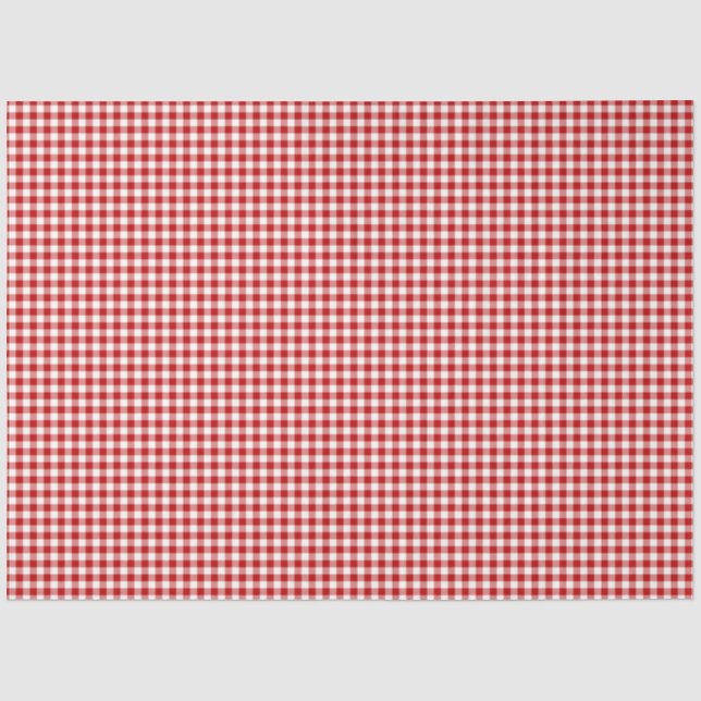 Seda Papel Tecido de Padrão de Gingham Vermelho e Branc (Frente )