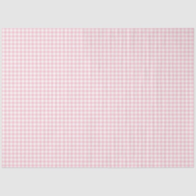 Seda Papel Tecido de Padrão Gingham Rosa e Branco (Frente )