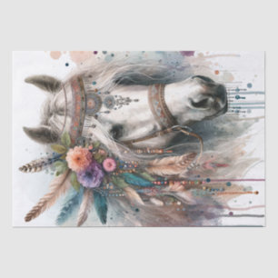 Seda Papel Tecido de Pena Floral de Boho Watercolor