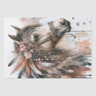 Seda Papel Tecido de Pena Floral de Boho Watercolor
