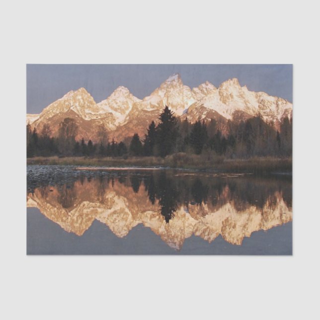 Seda Papel Tecido de Reflexão de Montanha (Frente )