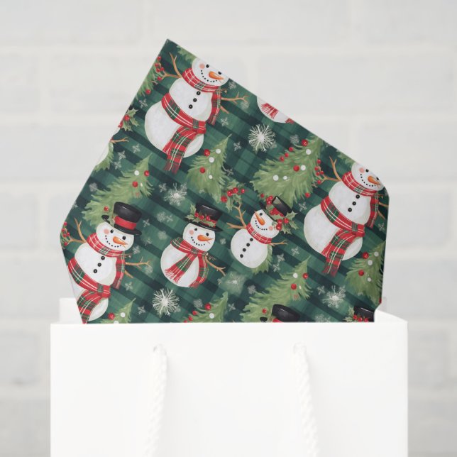 Seda Papel Tecido de Snowman Feriado (Sacola de presentes)