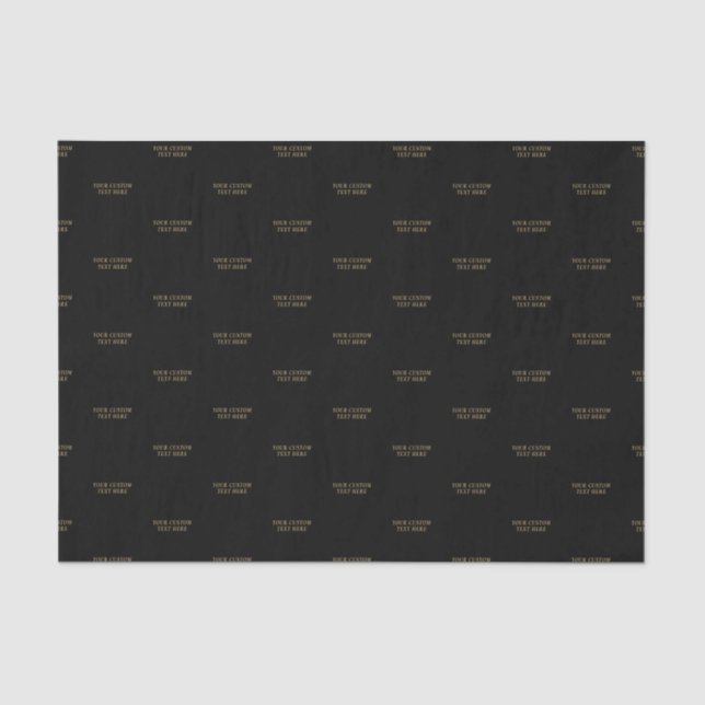 Seda Papel Tecido de Texto Personalizado Preto e Dourad (Frente )