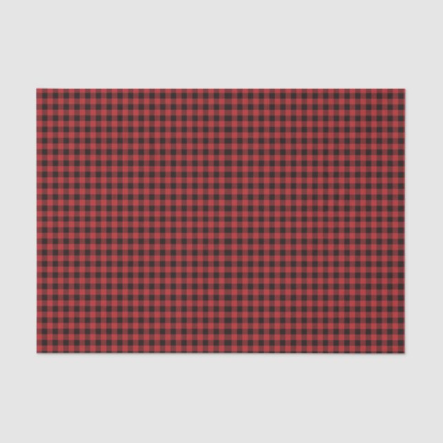 Seda Papel Tecido de Xadrez de Buffalo - Vermelho (Frente )