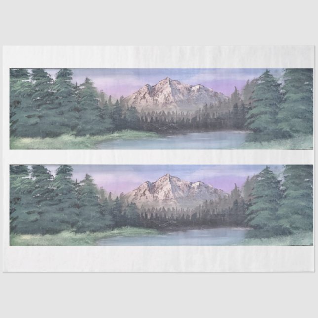 Seda Papel Tecido Decoupage de Fuga Montanhosa (Frente )