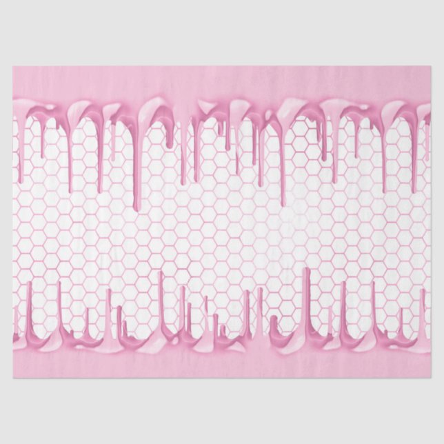 Seda Papel Tecido Design Série Favo de Mel Rosa Glam #1 (Frente )
