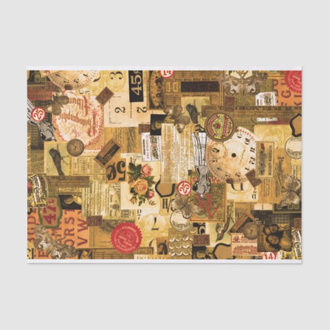 Seda Papel Tecido do Artesanato de Colagem Ephemera Vin (Frente )