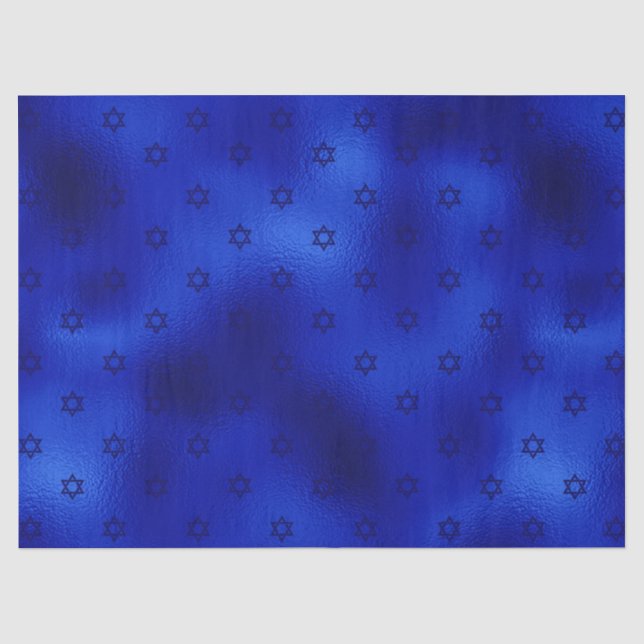 Seda Papel Tecido Estrela de Davi Azul Real Hanukkah (Frente )