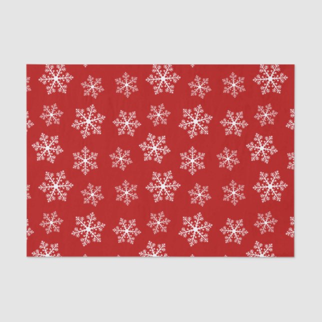 Seda Papel Tecido Floco de Neve Vermelho (Frente )