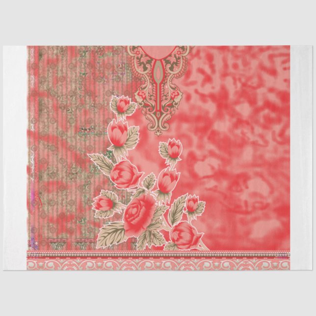 Seda Papel Tecido Floral | Embrulho de Presente Luxuoso (Frente )