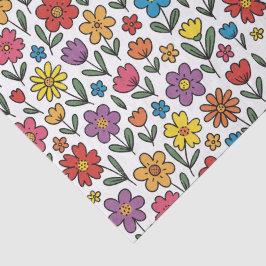 Seda Papel Tecido Flores Coloridas Fofas de Primavera