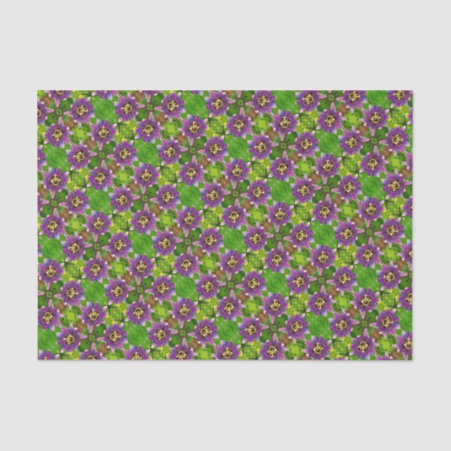 Seda Papel Tecido - Flores De Vinha De Paixão (Frente )
