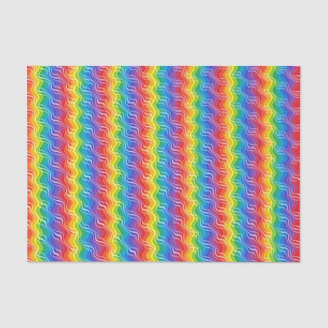 Seda Papel Tecido Ondas de Arco-íris (Frente )