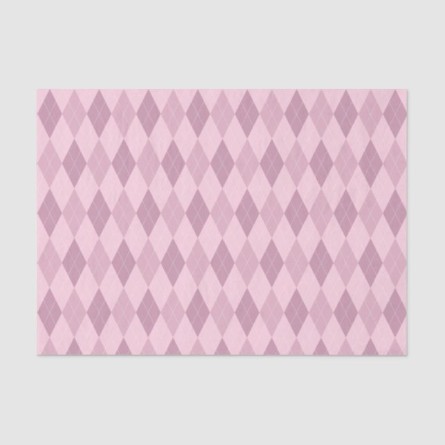 Seda Papel Tecido Padrão de Argyle de Tons Rosa (Frente )