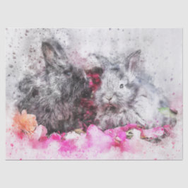 Seda Papel Tecido para Decoupage de Coelho