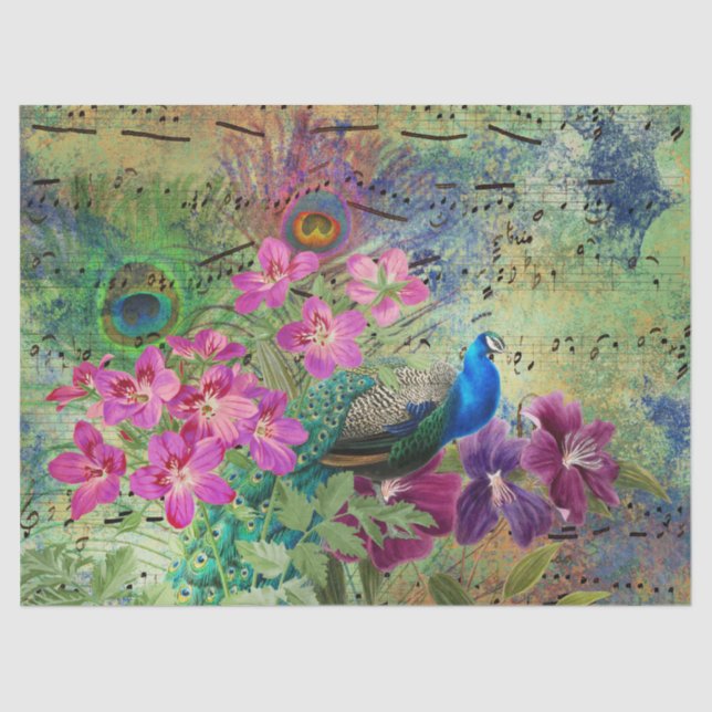 Seda Papel Tecido para Flores de Pavão e Descolagem de  (Frente )
