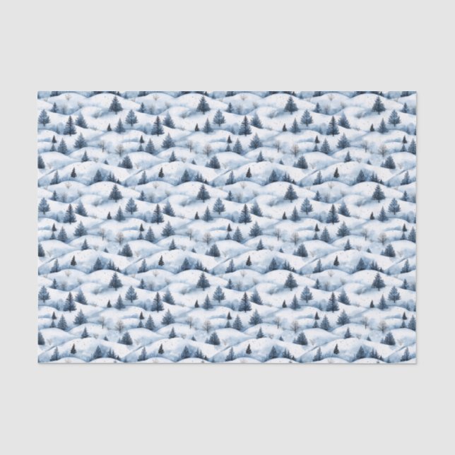 Seda Papel Tecido para Paisagem de Inverno de Neve (Frente )