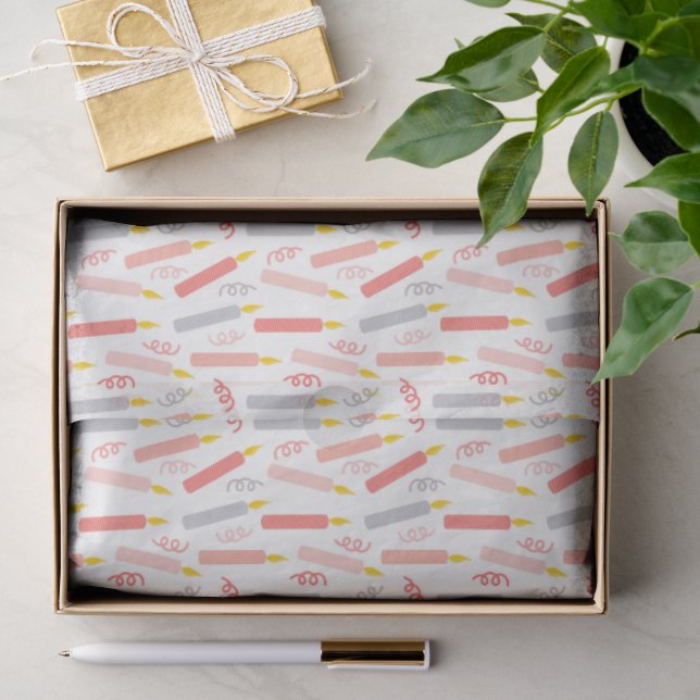 Seda Papel Tecido Velas Menina de Aniversário (Presente)