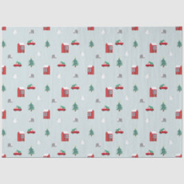 Seda Papel Tecido Vila de Inverno - Presente de Natal