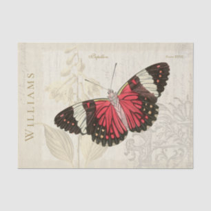 Seda Papel Tecidual de Decoupage da Borboleta Vermelha