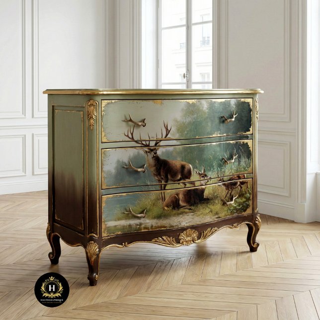 Seda Papel Tecidual de Decoupage do Vintage Deer (Criador carregado)