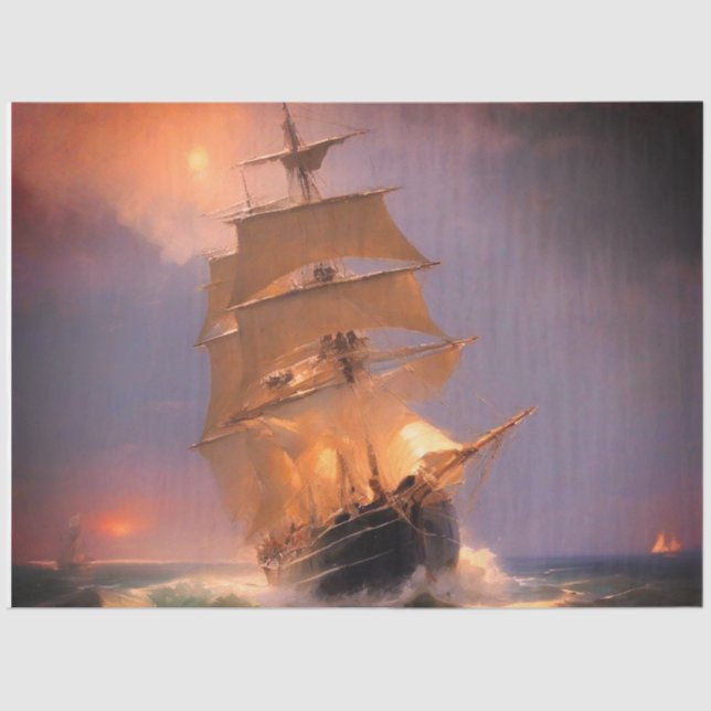 Seda Papel Tecidual do Navio de Navegação da Schooner (Frente )