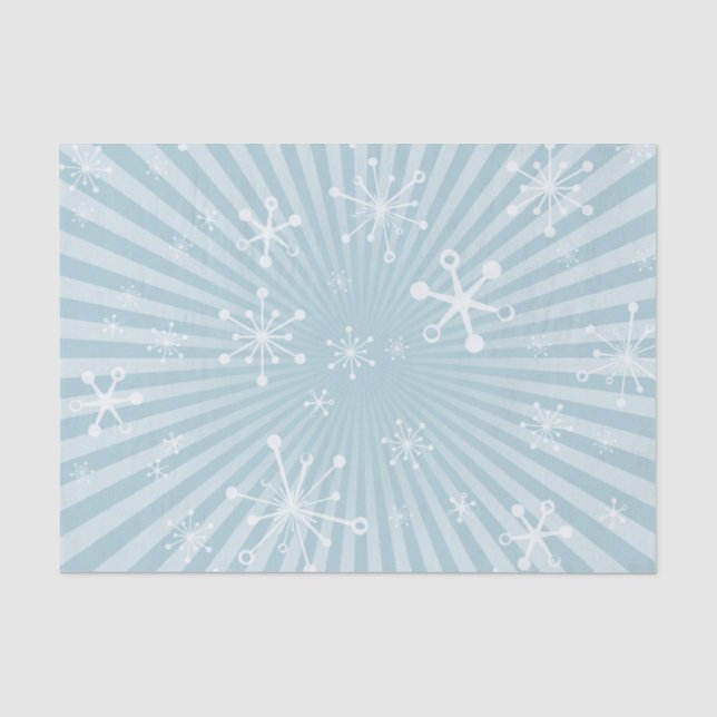 Seda Papel Tecidual Leve Azul Moderno Flocos de Neve (Frente )
