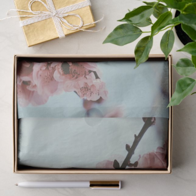 Seda Papel tecidular com flor de cereja rosa macia (Presente)