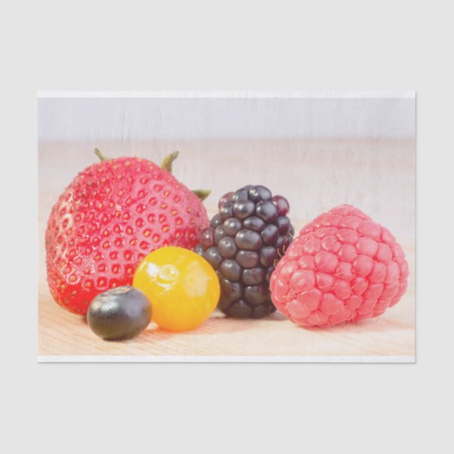 Seda Papel tecidular com imagem de cinco Berries difere (Frente )