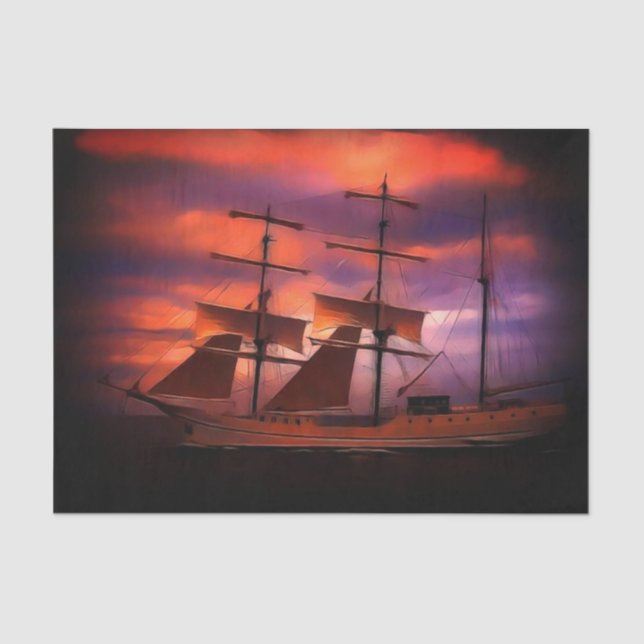 Seda Papel tecidular com imagem vinda de Schooner (Frente )